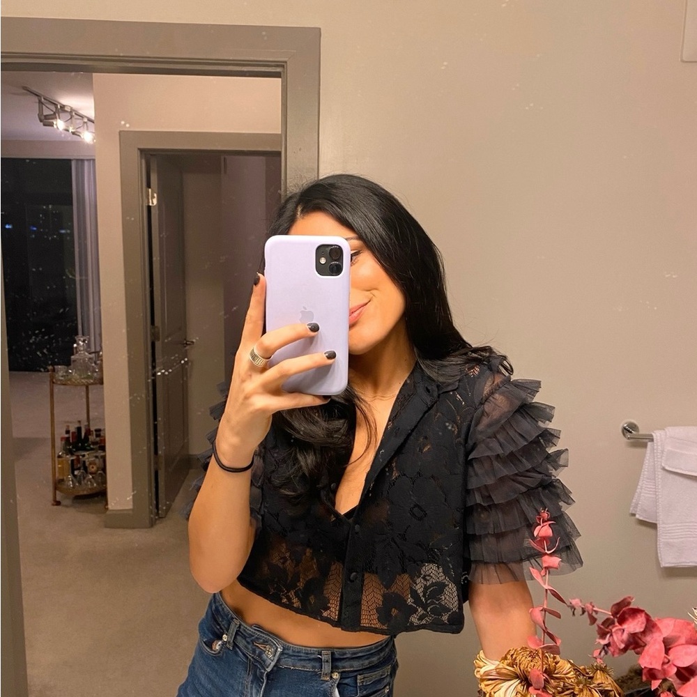 Free People Lace Ruffle Top